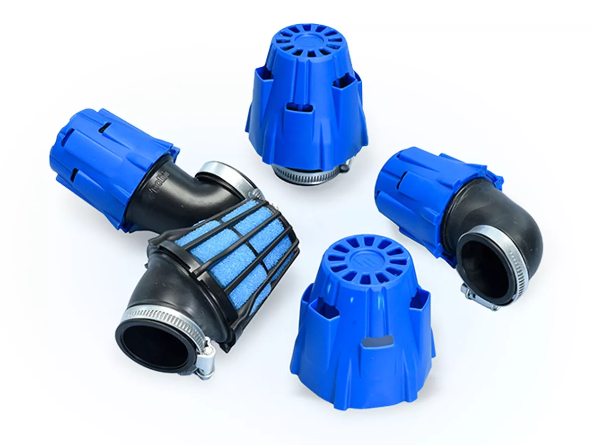 Air filter -POLINI- Blue Air Box - 30°, connection width = 42mm - Mikuni VM 15-21