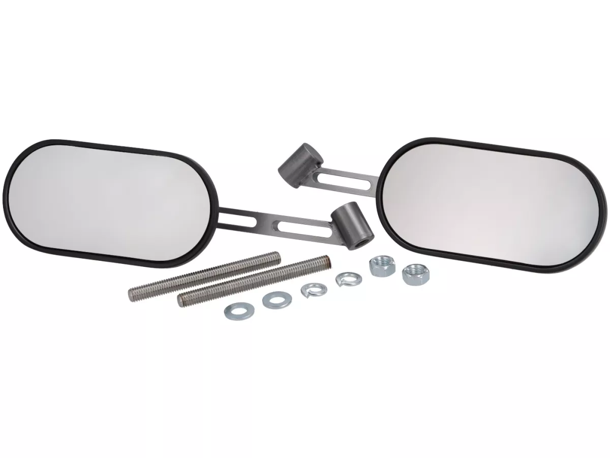 Set di specchietti STD ScooterTec, corti, alluminio CNC per Royal Alloy GT, GP, TG - Materiale/colore: acciaio lucido, superficie verniciata