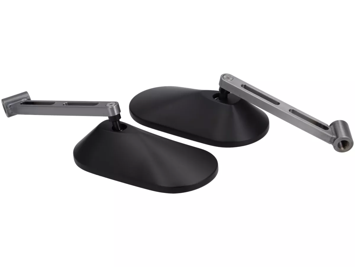 Set di specchietti STD ScooterTec, corti, alluminio CNC per Royal Alloy GT, GP, TG - Materiale/colore: acciaio lucido, superficie verniciata