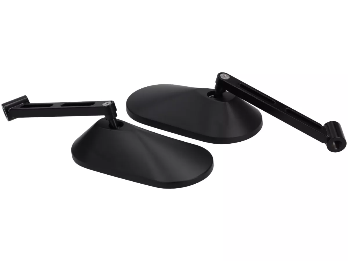 Set di specchietti STD ScooterTec, corti, alluminio CNC per Royal Alloy GT, GP, TG - Materiale/colore: acciaio, superficie verniciata nero lucido