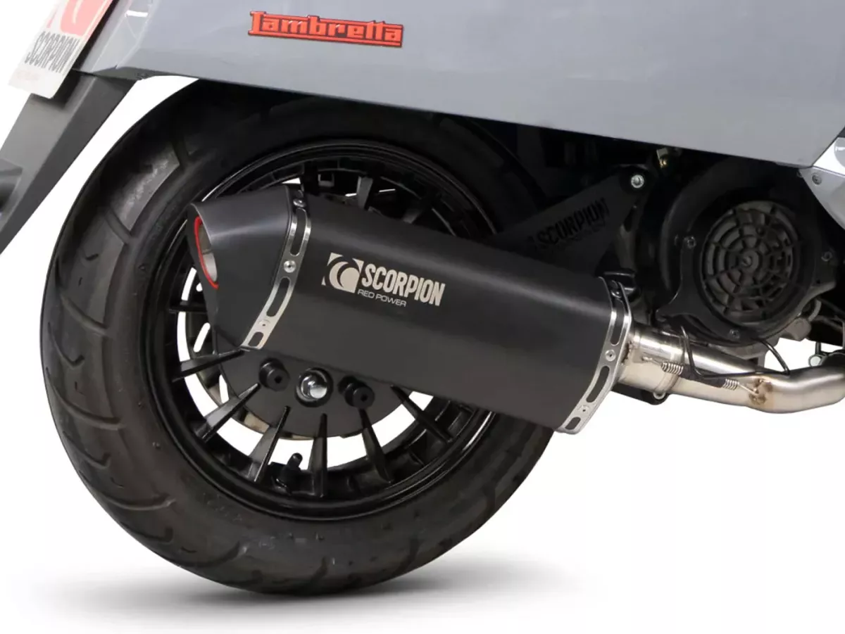 Auspuff SCORPION, Serket Parallel, schwarz beschichtet für Lambretta V125 Special (2021-2025)