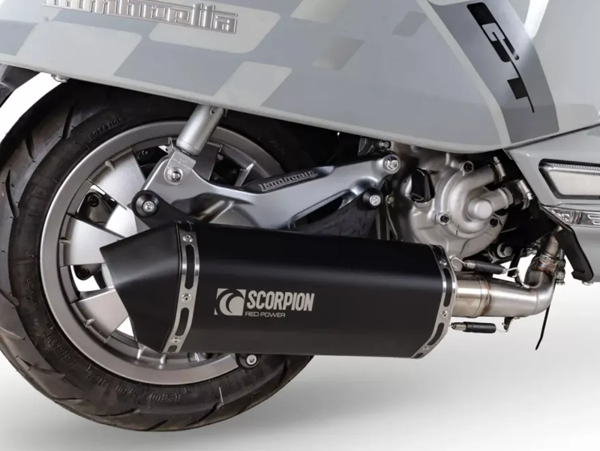 Auspuff SCORPION, Serket Parallel, schwarz beschichtet für Lambretta X300 Euro 5+ (2025-)