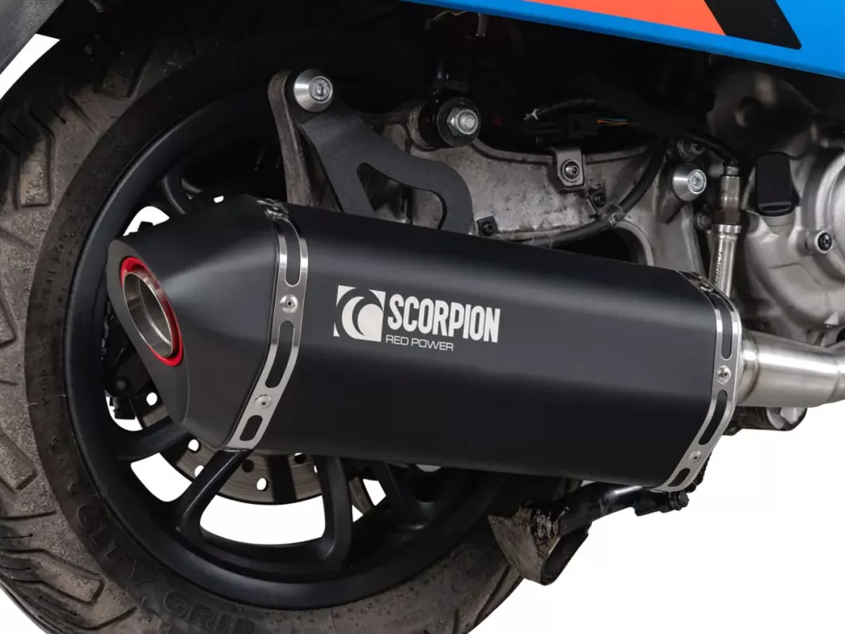 Auspuff SCORPION, Serket Parallel, schwarz beschichtet für Vespa GTS 310 Super (Euro 5+) (2024-)