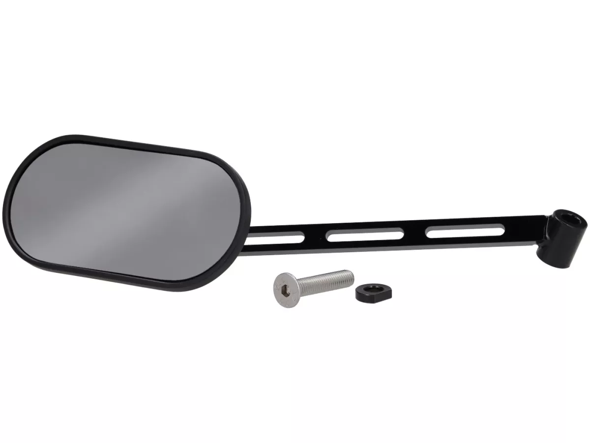 Spiegel onder stuur -STD ScooterTec- Aluminium CNC, links- voor Vespa Rally, Sprint, Super, TS125, GT125, GTR125, GL150, SS180 - links - Materiaal/kleur: gepolijst staal, glanzend zwart gelakt