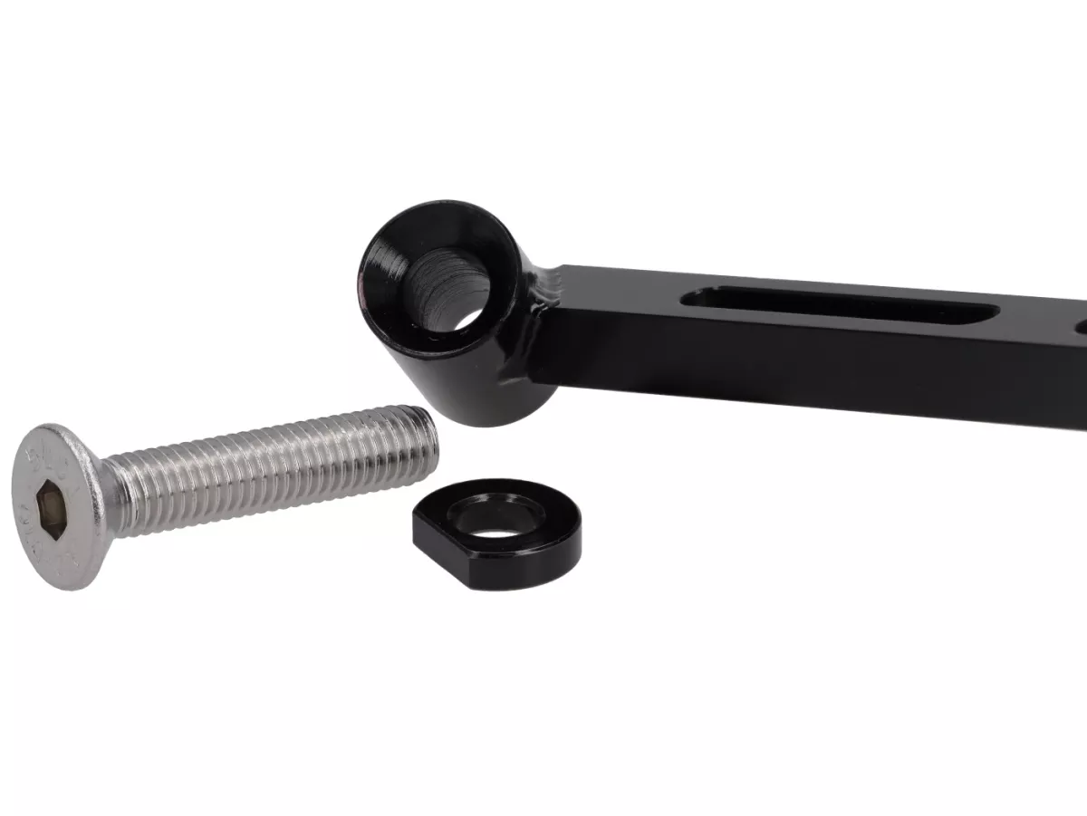 Spiegel onder stuur -STD ScooterTec- Aluminium CNC, links- voor Vespa Rally, Sprint, Super, TS125, GT125, GTR125, GL150, SS180 - links - Materiaal/kleur: gepolijst staal, glanzend zwart gelakt
