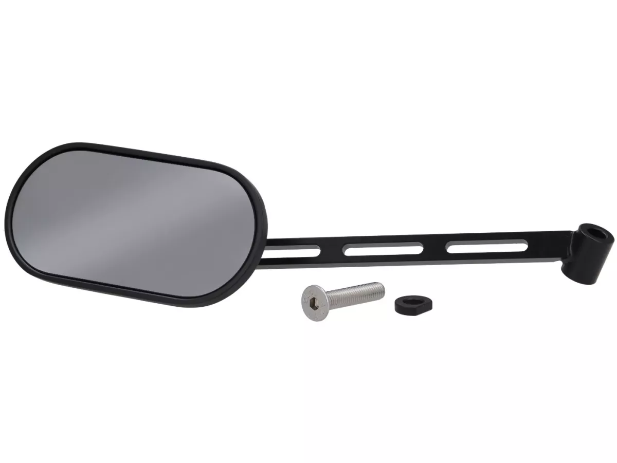 Spiegel onder stuur -STD ScooterTec- Aluminium CNC, links- voor Vespa Rally, Sprint, Super, TS125, GT125, GTR125, GL150, SS180 - links - Materiaal/kleur: gepolijst staal, matzwart gelakt