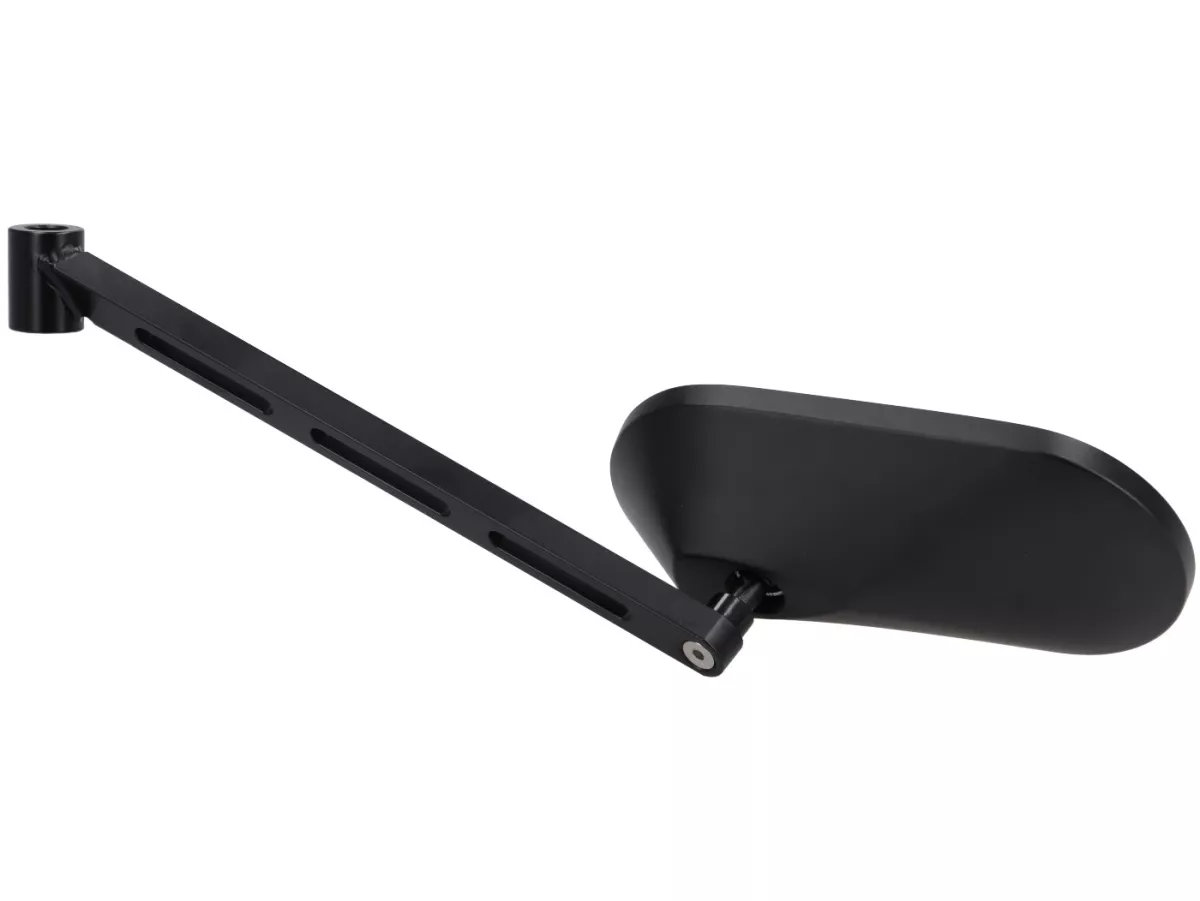 Spiegel onder stuur -STD ScooterTec- Aluminium CNC, links- voor Vespa Rally, Sprint, Super, TS125, GT125, GTR125, GL150, SS180 - links - Materiaal/kleur: gepolijst staal, matzwart gelakt
