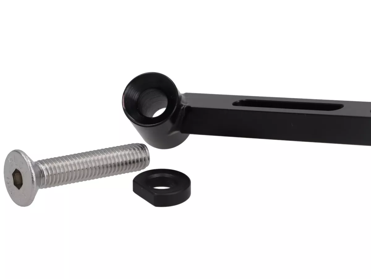 Spiegel onder stuur -STD ScooterTec- Aluminium CNC, links- voor Vespa Rally, Sprint, Super, TS125, GT125, GTR125, GL150, SS180 - links - Materiaal/kleur: gepolijst staal, matzwart gelakt