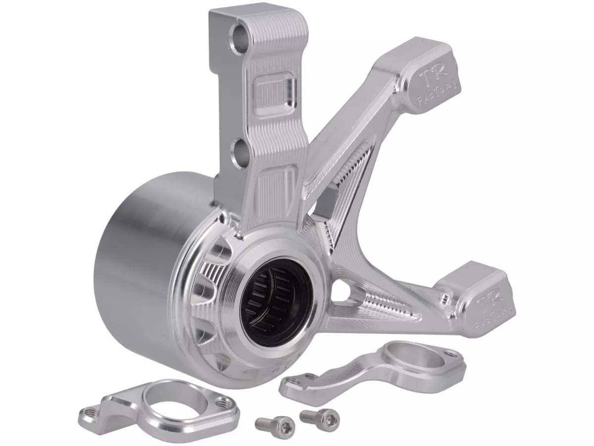 Supporto pinza freno anteriore TR Factory 82mm, argento per Vespa Primavera, Sprint 125-150cc, GTS 125-300cm (2017-2022), GTV300-310cc