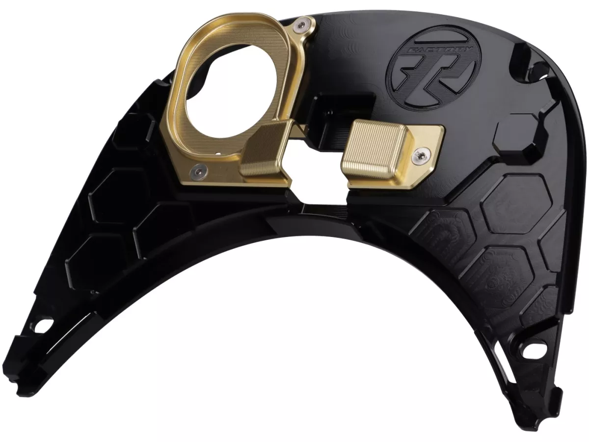 Tank cover TR Factory CNC, black / gold for Vespa Primavera, Sprint 125-150cc
