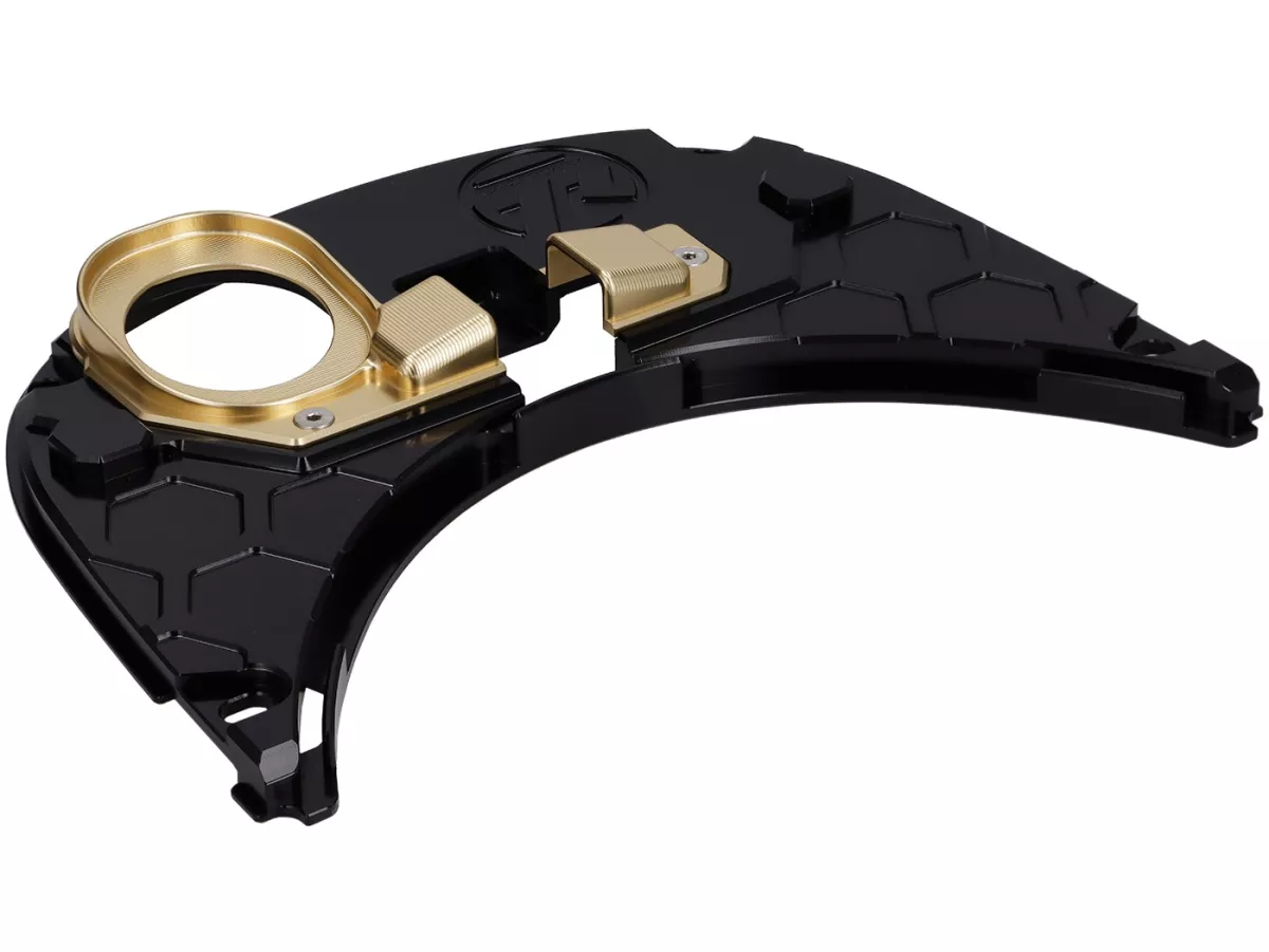 Tank cover TR Factory CNC, black / gold for Vespa Primavera, Sprint 125-150cc