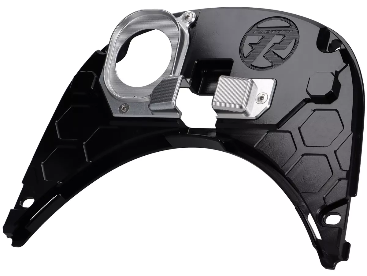 Tank cover TR Factory CNC, black / silver for Vespa Primavera, Sprint 125-150cc