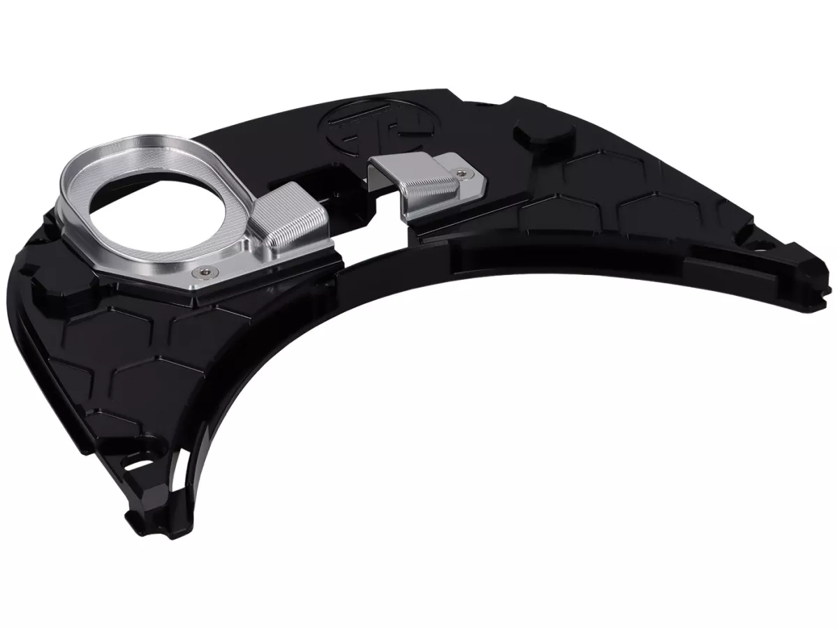 Tank cover TR Factory CNC, black / silver for Vespa Primavera, Sprint 125-150cc