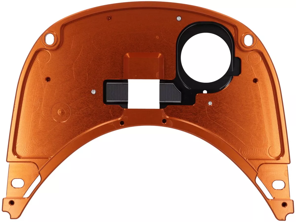 Tank cover TR Factory CNC, orange / black for Vespa Primavera, Sprint 125-150cc
