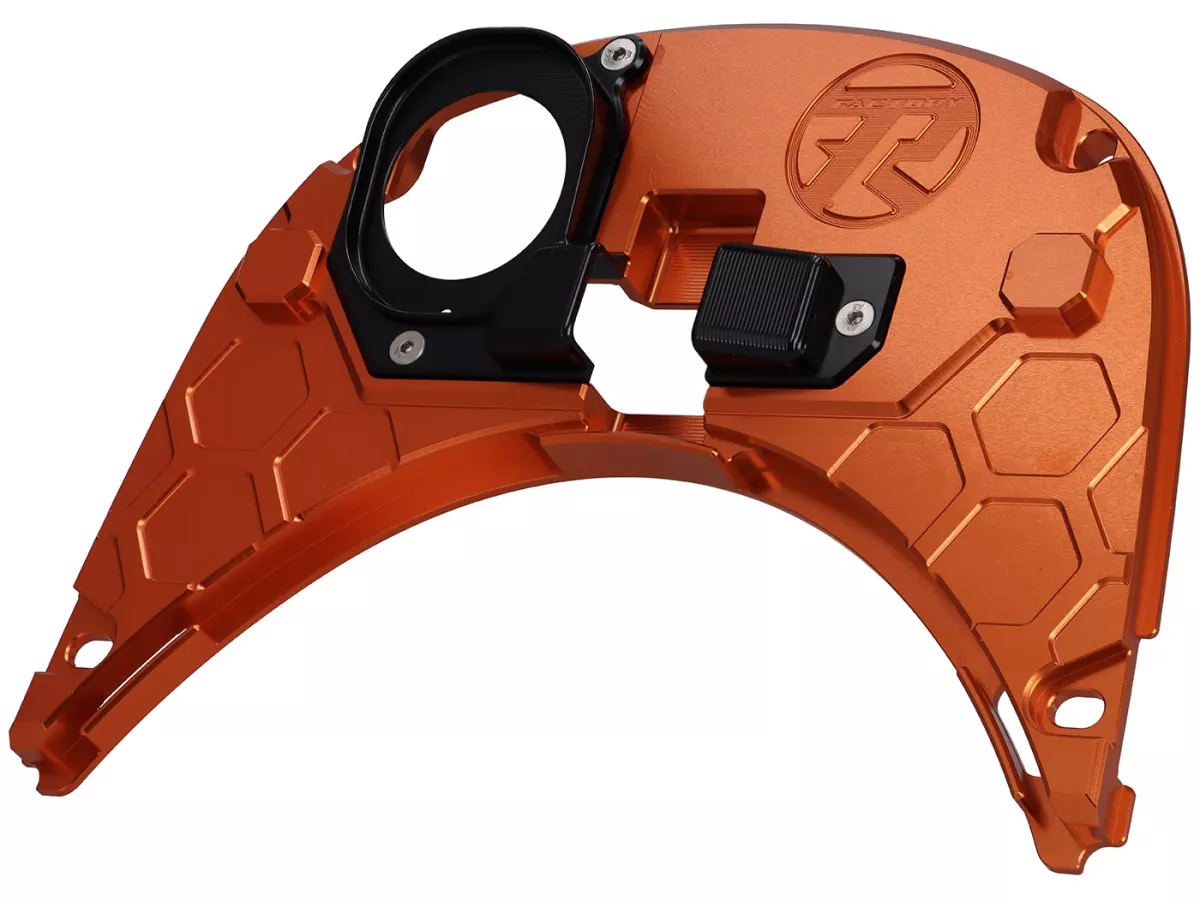 Tank cover TR Factory CNC, orange / black for Vespa Primavera, Sprint 125-150cc