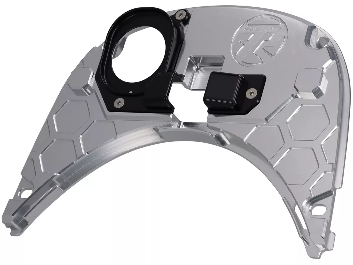 Copri serbatoio TR Factory CNC, argento / nero per Vespa Primavera, Sprint 125-150cc