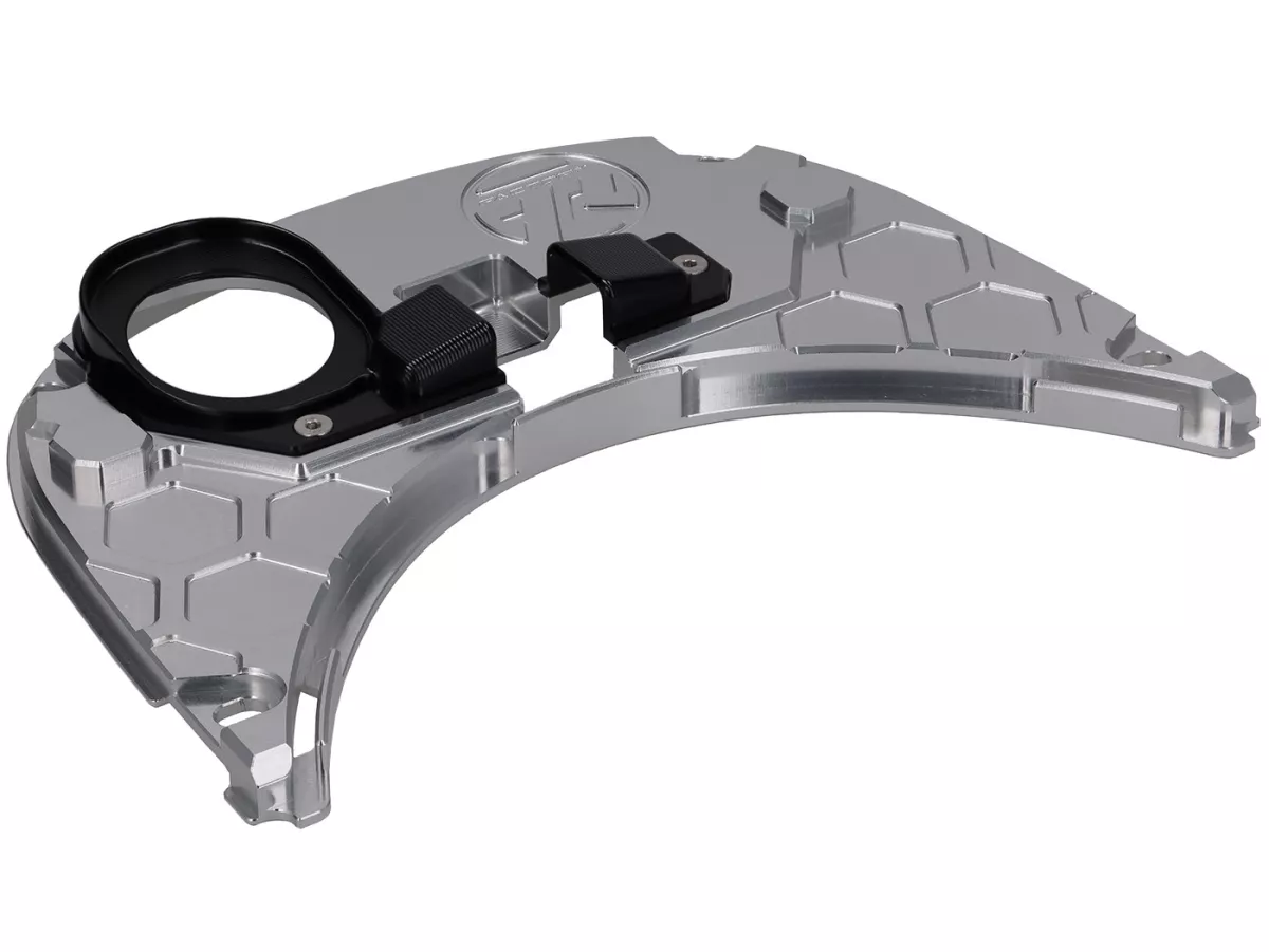 Copri serbatoio TR Factory CNC, argento / nero per Vespa Primavera, Sprint 125-150cc