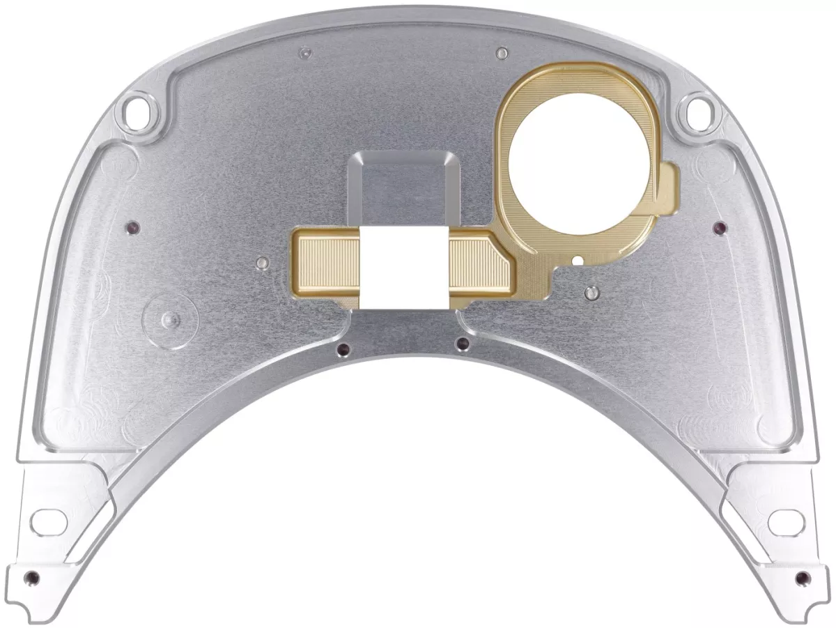 Tanklock TR Factory CNC, silver / guld för Vespa Primavera, Sprint 125-150cc