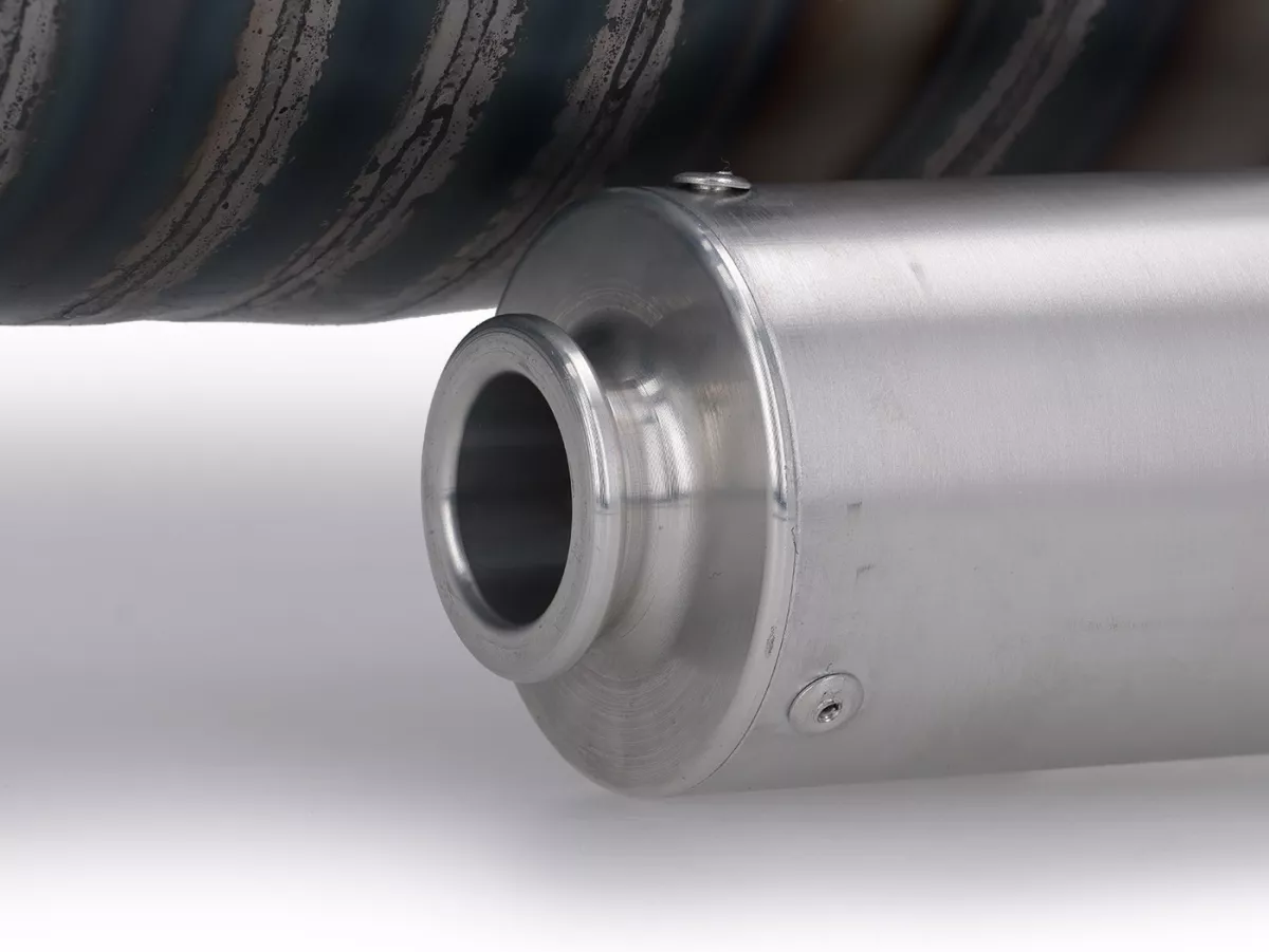 Scarico - 2LTECH Minigun M200 low pass - Quattrini M200, Egig 220, Ø=44 mm, silenziatore terminale avvitato - Vespa ET3, PV125 - È necessario spostare l'ammortizzatore - compatibile con il vano bagagli