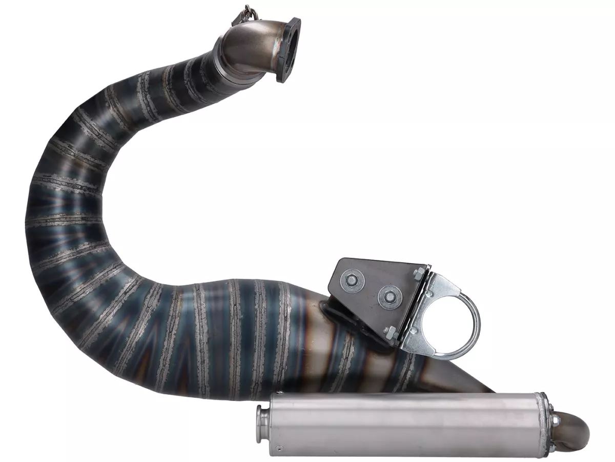 Scarico - 2LTECH Minigun M200 low pass - Quattrini M200, Egig 220, Ø=44 mm, silenziatore terminale avvitato - Vespa ET3, PV125 - È necessario spostare l'ammortizzatore - compatibile con il vano bagagli