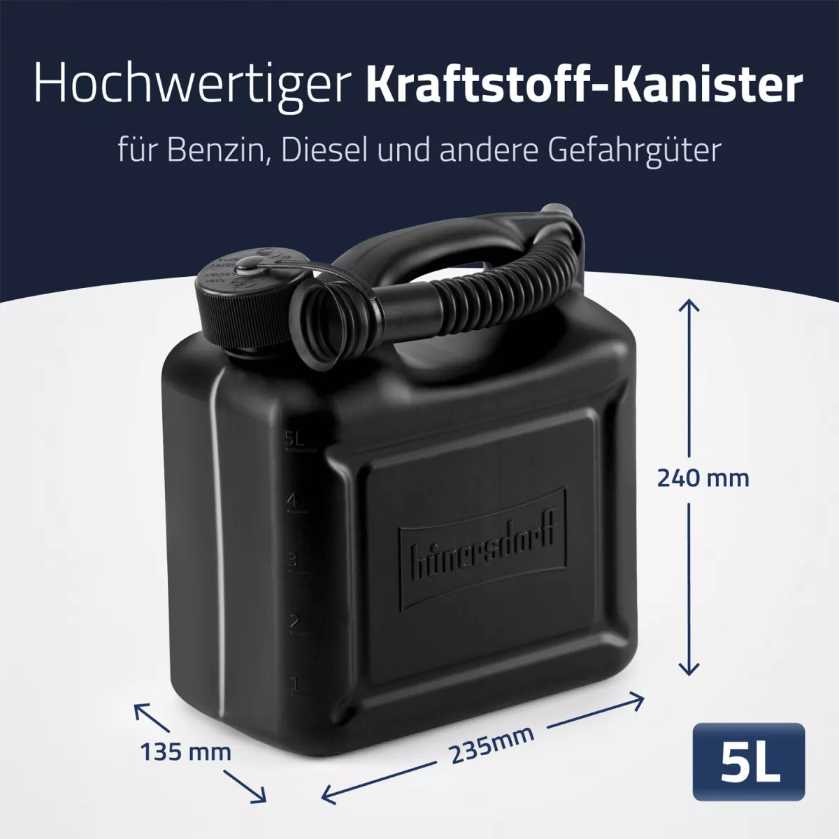 Tanica di benzina 5L - HÜNERSDORFF - nera