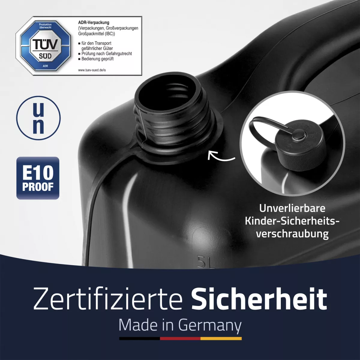 Tanica di benzina 5L - HÜNERSDORFF - nera