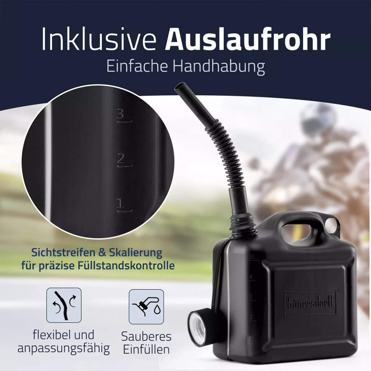 Tanica di benzina 5L - HÜNERSDORFF - nera