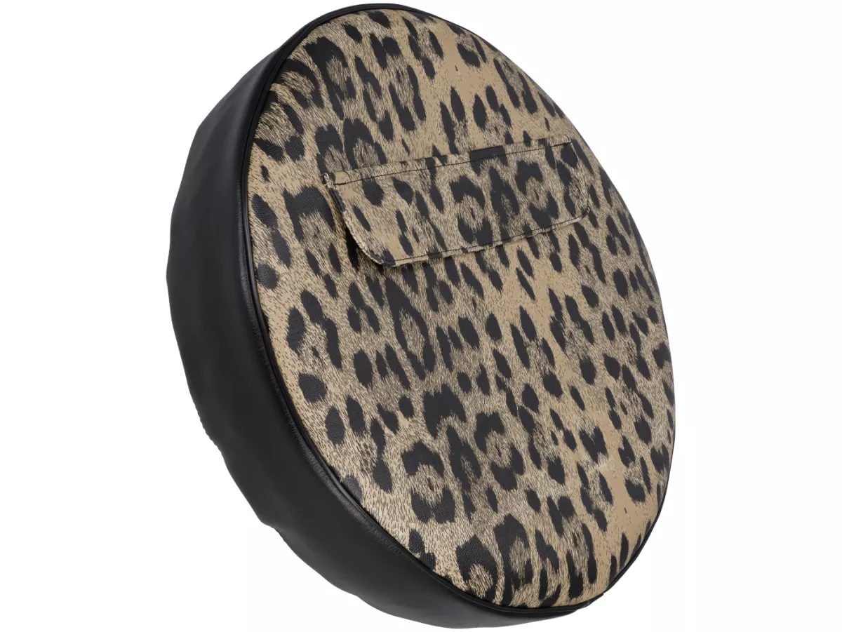 Reserveradhülle -SELLERIA TREZZI- Universal- 3.50 - 10 - mit Tasche - Leopard, seitlich schwarz