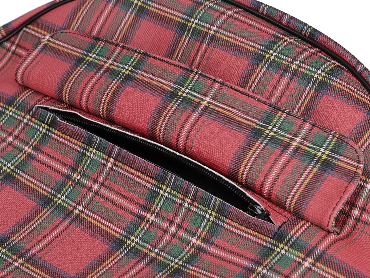 Reserveradhülle -SELLERIA TREZZI- Universal- 3.50 - 10 - mit Tasche - Tartanmuster rot