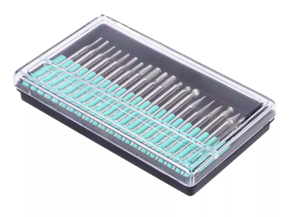 Set di punte abrasive diamantate -BGS Technic- da 20 pezzi per utensili rotanti