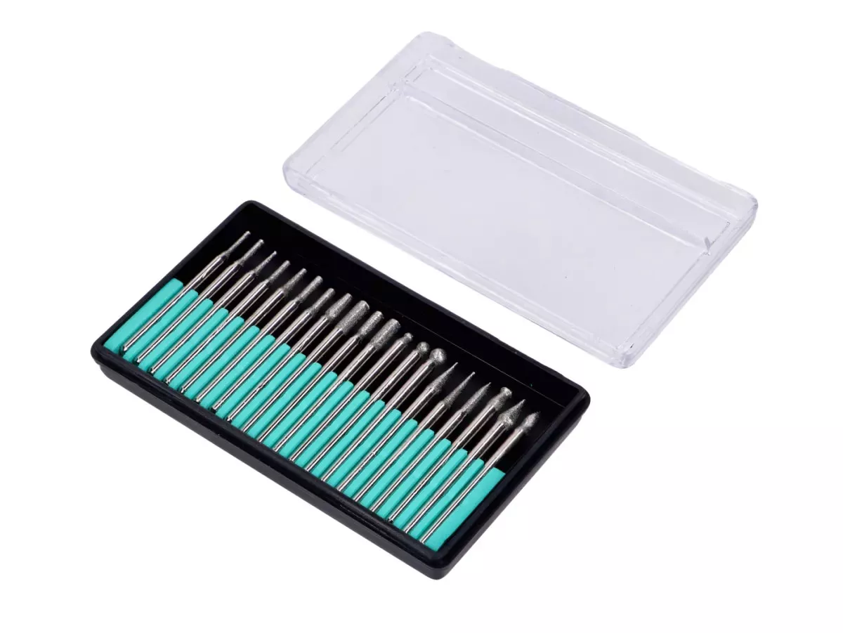 Set di punte abrasive diamantate -BGS Technic- da 20 pezzi per utensili rotanti