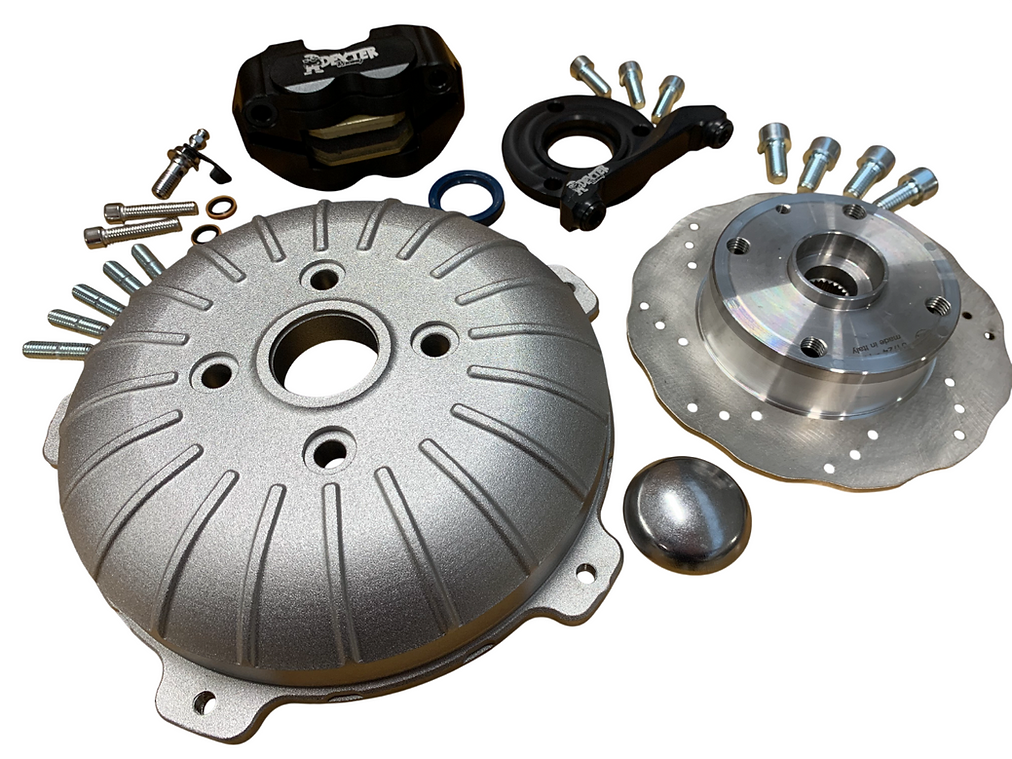 Skivbromssats bak – DEXTER RACING CNC Original look – Vespa V50, 50 Special, 50SR, SS50, SS90, V90, PV125, ET3 – silverfärgad