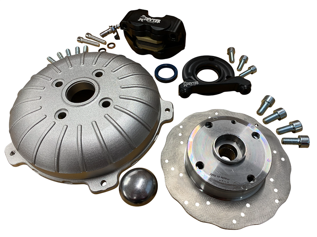 Skivbromssats bak – DEXTER RACING CNC Original look – Vespa V50, 50 Special, 50SR, SS50, SS90, V90, PV125, ET3 – silverfärgad