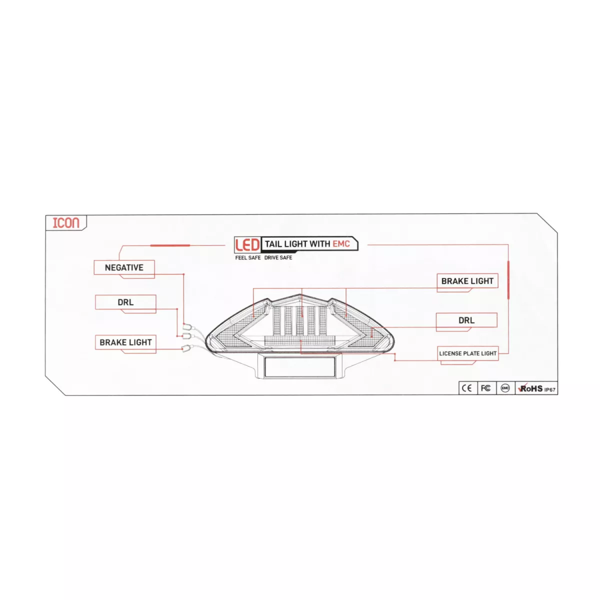 Bakljus – DMP – LED – Yamaha Aerox 50–100, MBK Nitro 50–100, Italjet Dragster 2T 50–180, CPI Oliver 50–125, Aragon 50–125