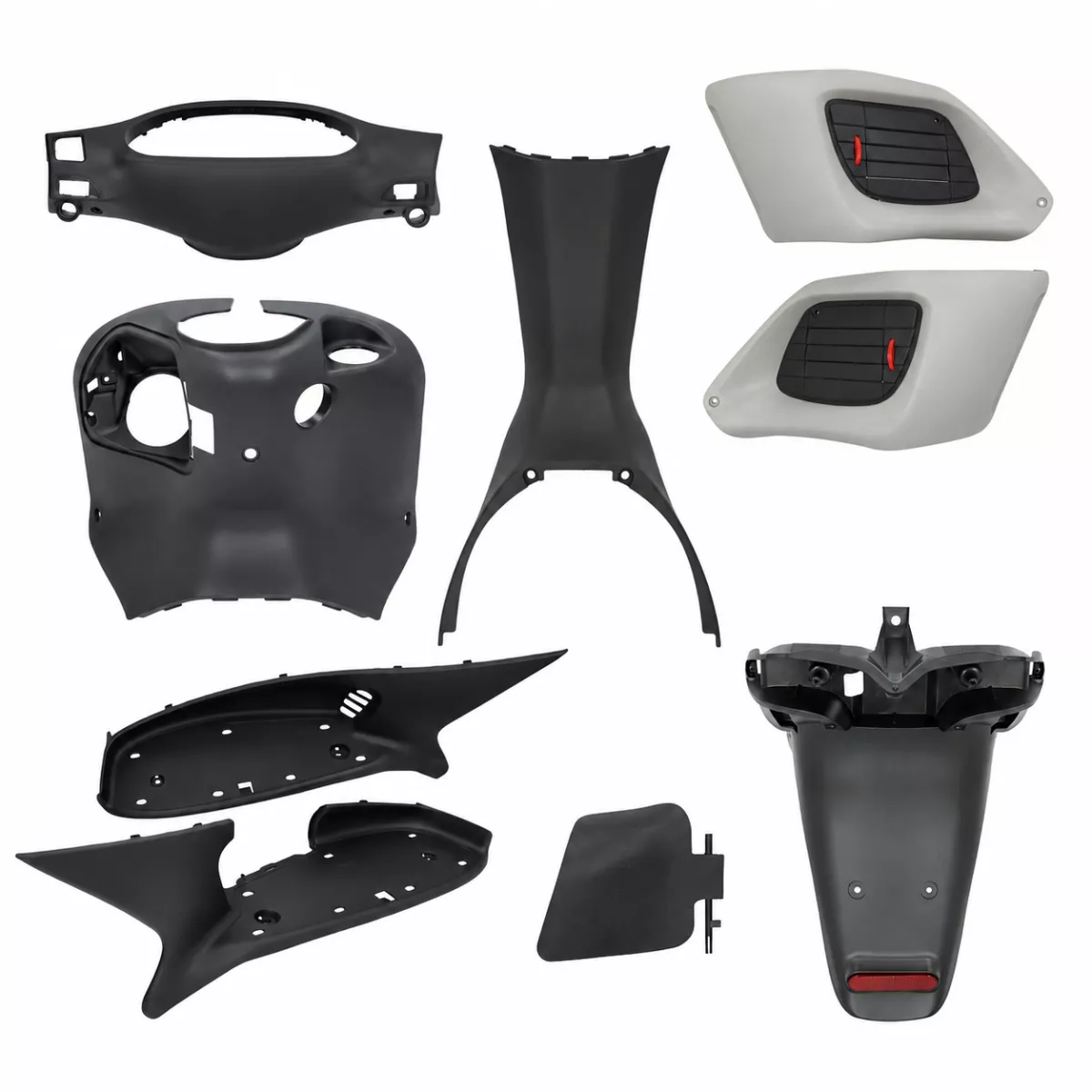 Set di parti interne della carenatura -DMP- da 9 pezzi. - Gilera Runner fino all'anno di costruzione 2005 - nero / grigio