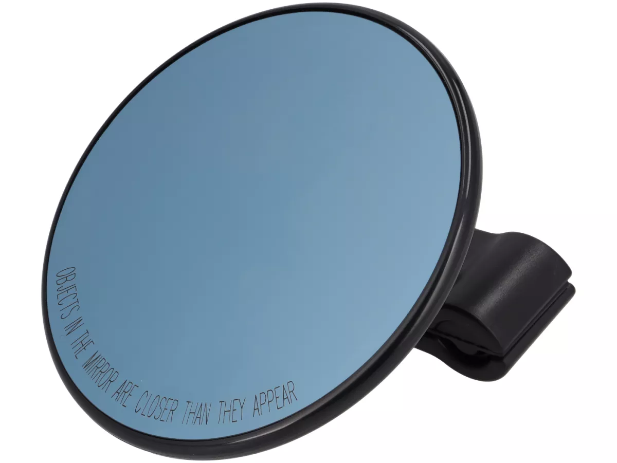 Mirror - FAR Leg Shield Clamp-On Mirror, Short Arm - Vespa/Lambretta Universal - Round, Ø=115mm - (E-mark) - Black