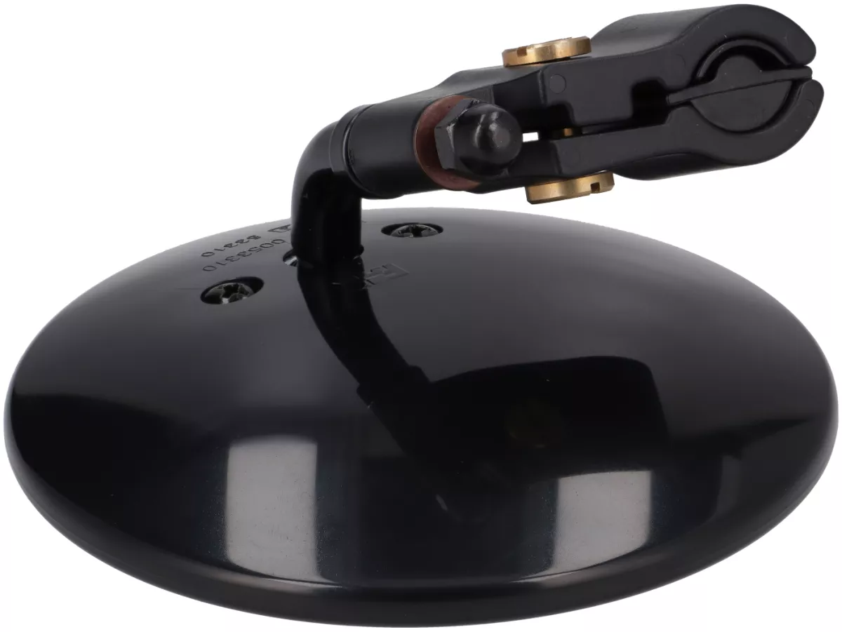 Mirror - FAR Leg Shield Clamp-On Mirror, Short Arm - Vespa/Lambretta Universal - Round, Ø=115mm - (E-mark) - Black