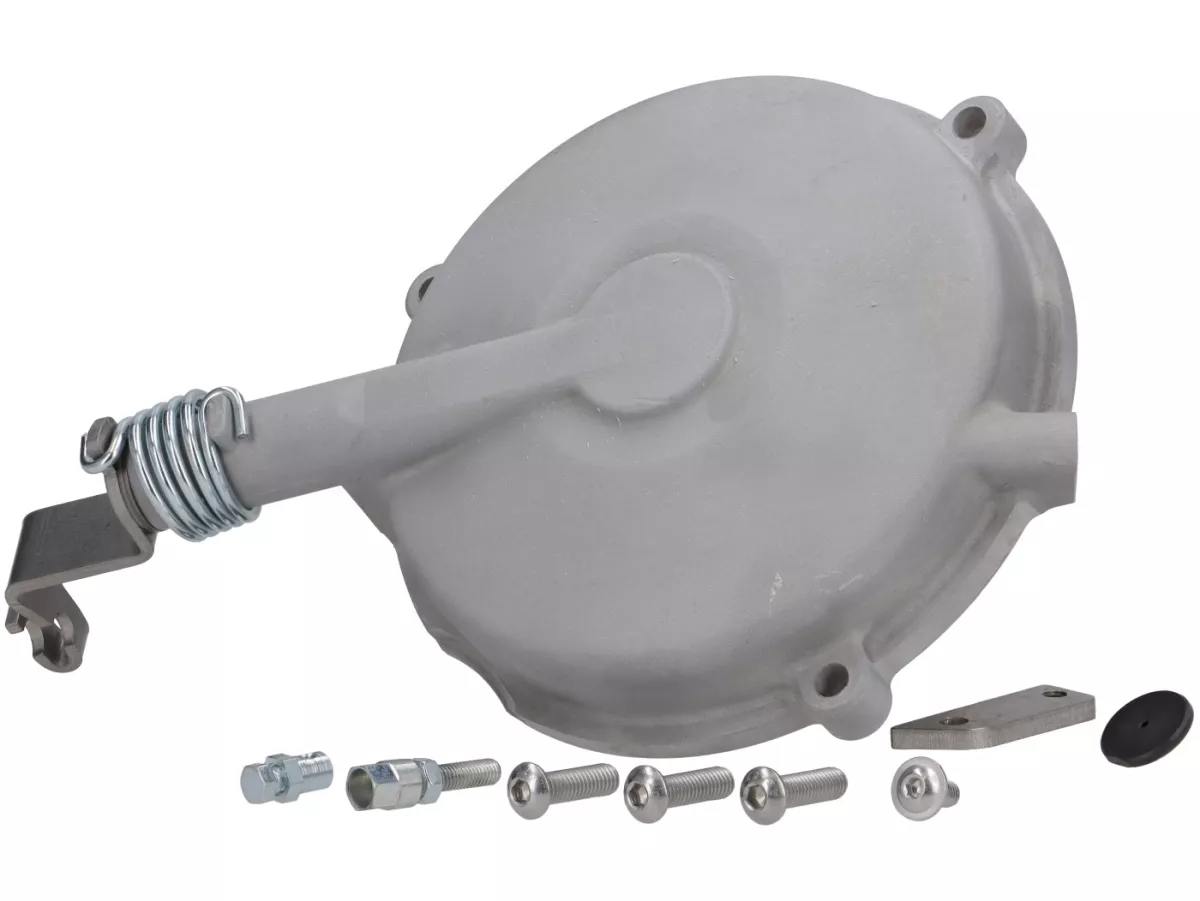 Tapa del embrague -FRT Race Vespa Largeframe (1962-2016)- Vespa PX, T5 125 cc, Cosa, Rally, Sprint, VNB4T-VNB6T, VBB2T, VNC1T, VLA1T, VBC1T, VNL2T, VNL3T, plateado
