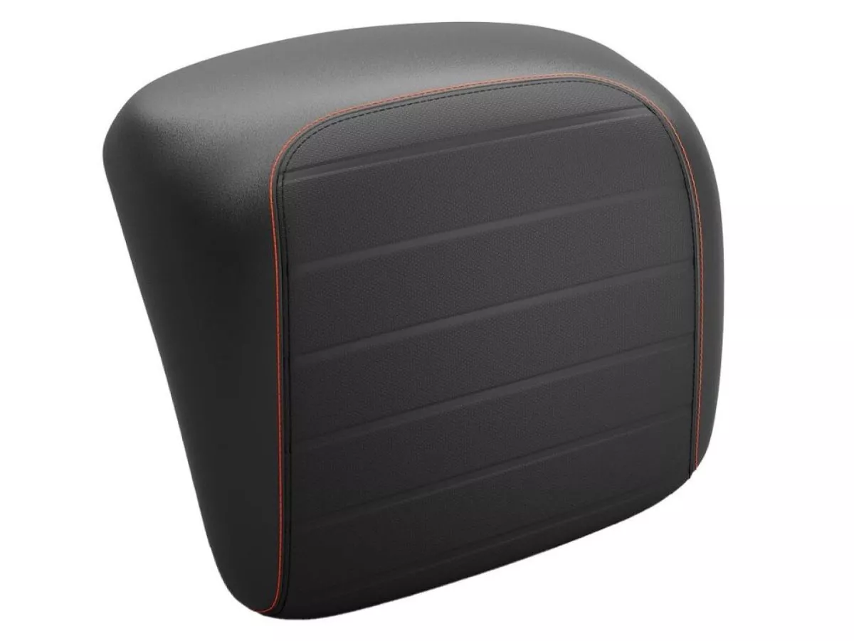 Rugleuning Piaggio, FMS 2025, zwart met oranje stiksels voor Vespa GTS, GTS Super, GTV, GT 60, 125-310 cc