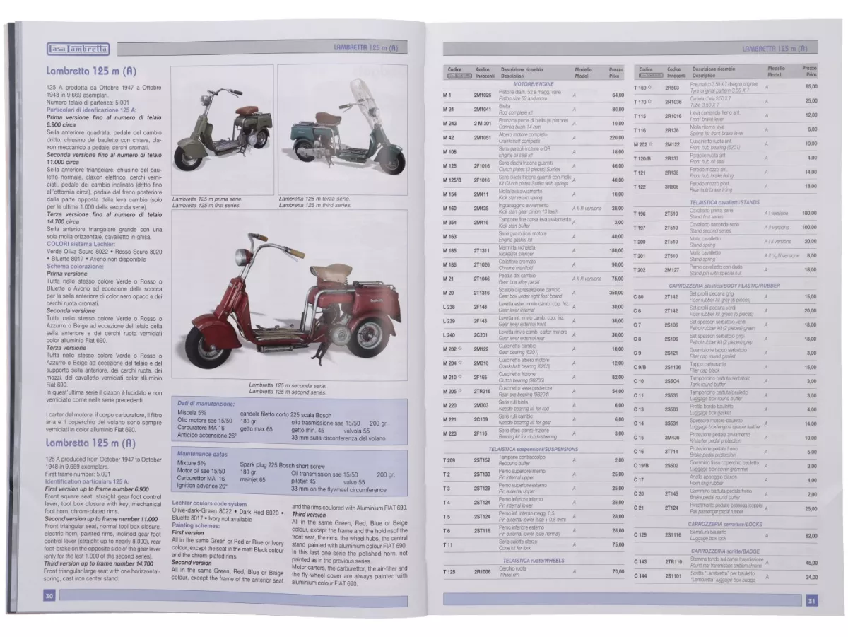 Katalog -CASA LAMBRETTA- Spare Parts Catalogue 2026 - 416 Seiten - LI, TV, LIS, SX, DL, JUNIOR, LUI