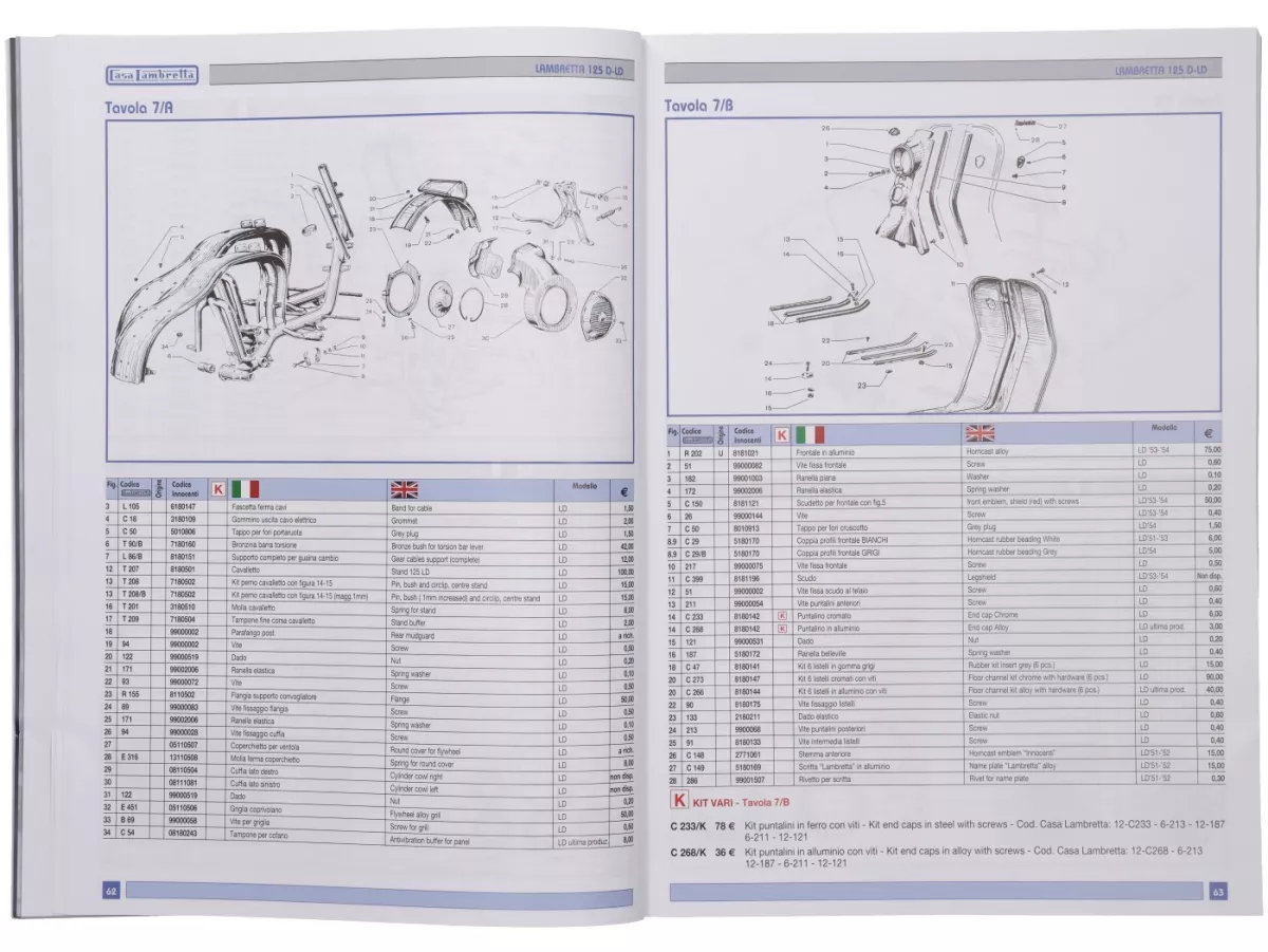 Katalog -CASA LAMBRETTA- Spare Parts Catalogue 2026 - 416 Seiten - LI, TV, LIS, SX, DL, JUNIOR, LUI