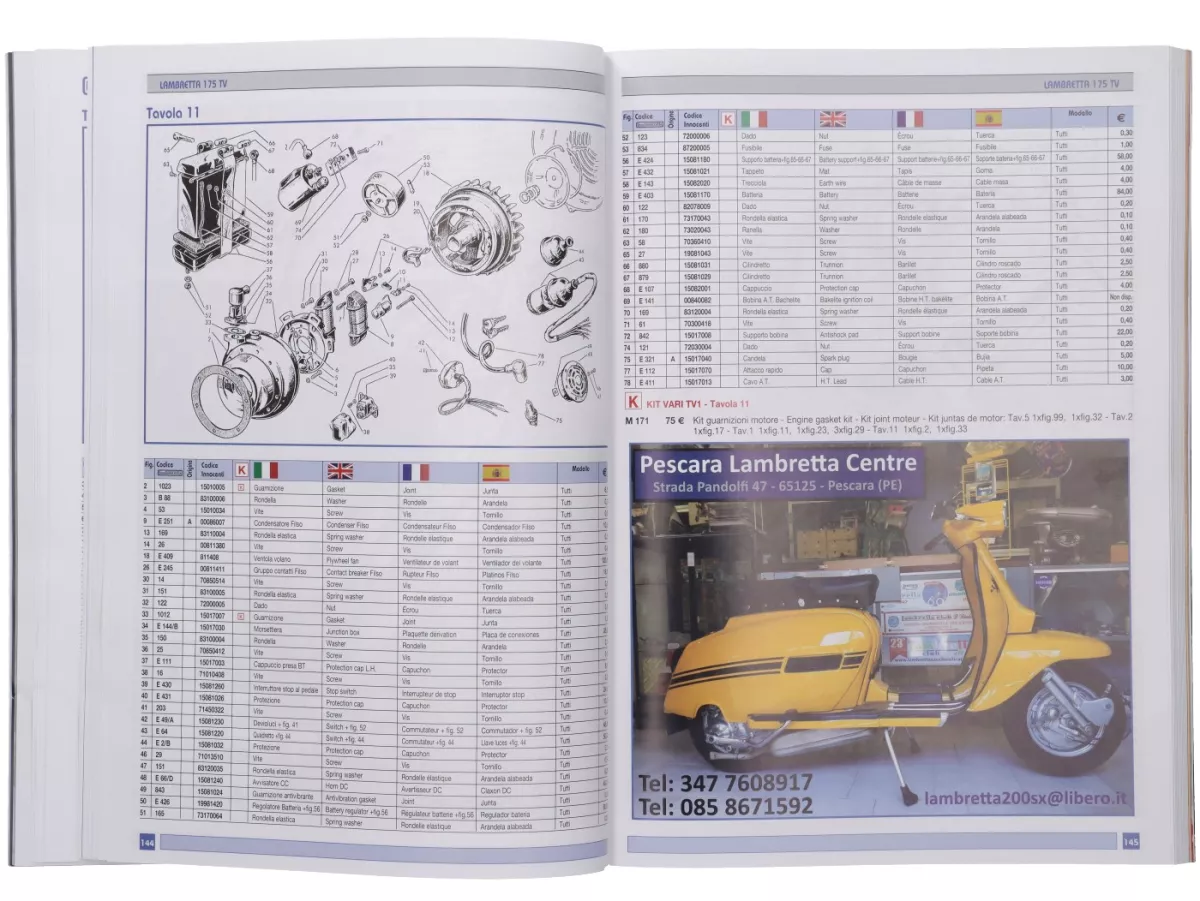 Katalog -CASA LAMBRETTA- Spare Parts Catalogue 2026 - 416 Seiten - LI, TV, LIS, SX, DL, JUNIOR, LUI