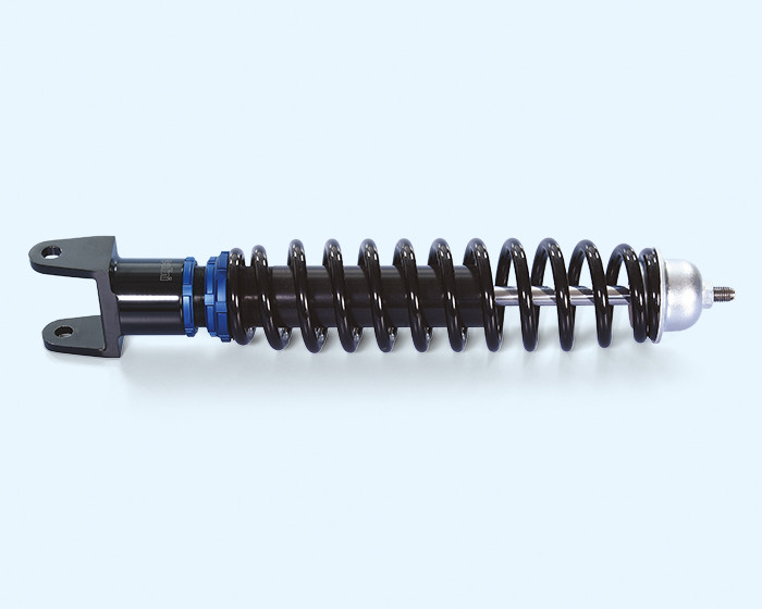 Rear Shock Absorber - POLINI 347mm - Vespa PX80, PX125, PX150, PX200, T5 125cc, Rally180, Rally200, Sprint150, GT125, GTR125, TS125, V50, PV, ET3 - black/blue
