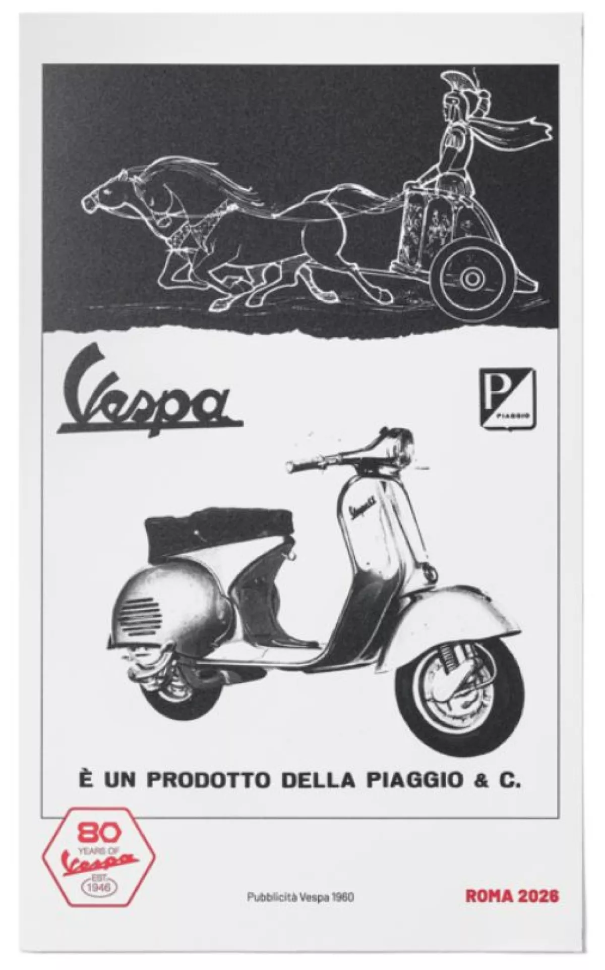 Poster 80 Jahre Vespa -PIAGGIO- schwarz / weiß