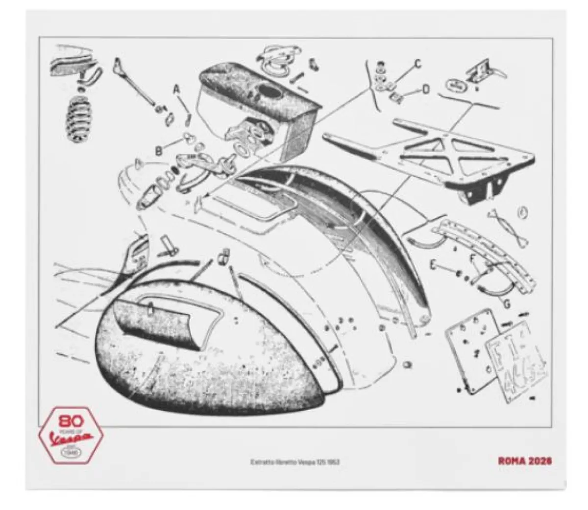 Poster 80 Jahre Vespa -PIAGGIO- schwarz / weiß II