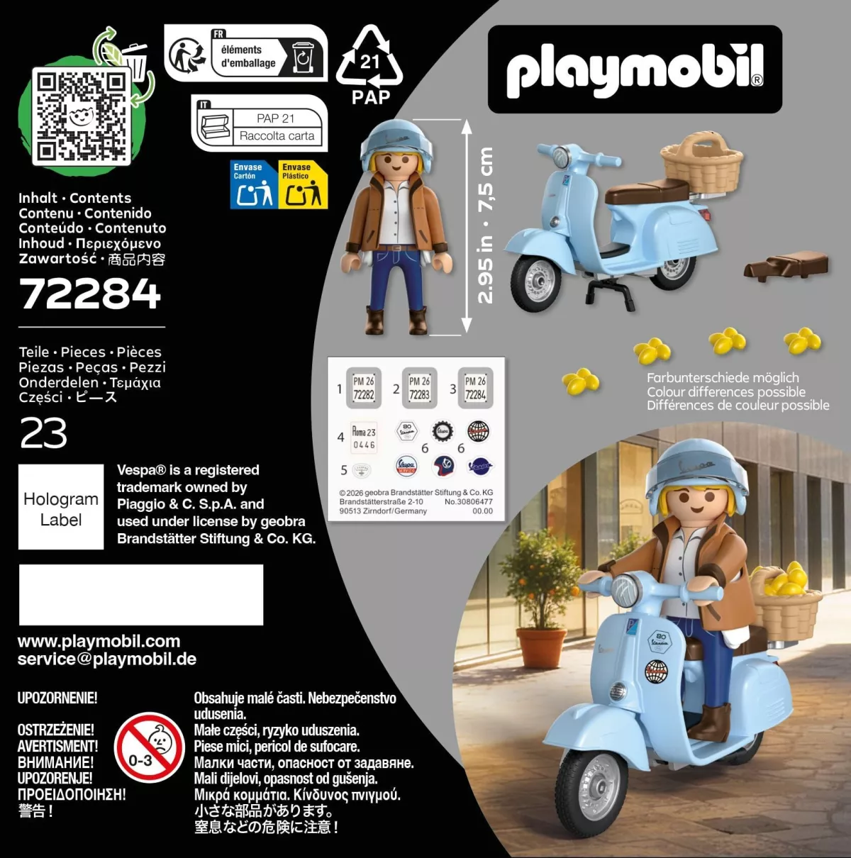 Modell 80 Jahre -PLAYMOBIL®- Vespa 150 Sprint Veloce - hellblau