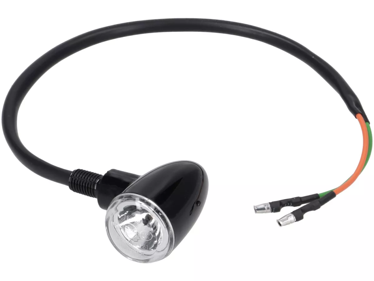 Royal Alloy turn signal, front, left, black, for GP 350, JPS, TG 125-350