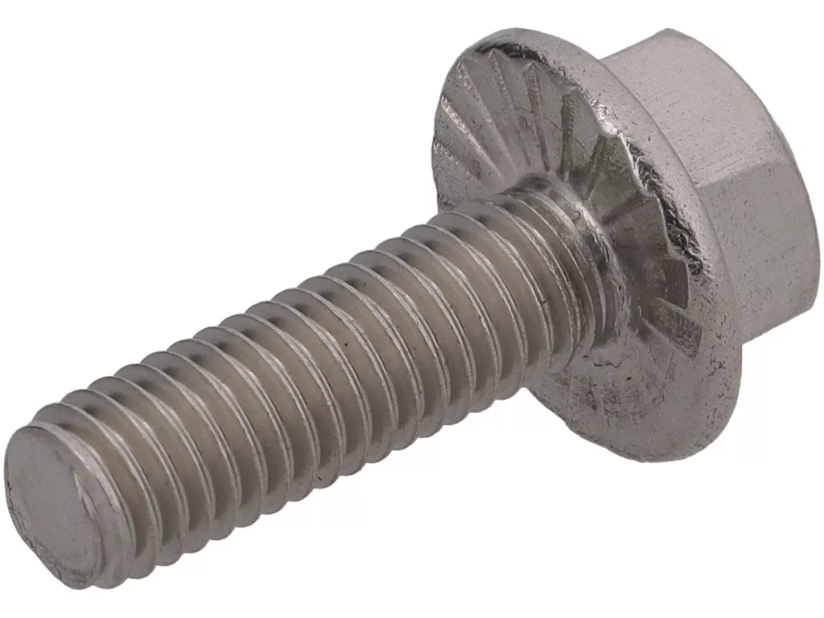 Tornillo de brida con cabeza hexagonal M5 x 16 con diente de bloqueo