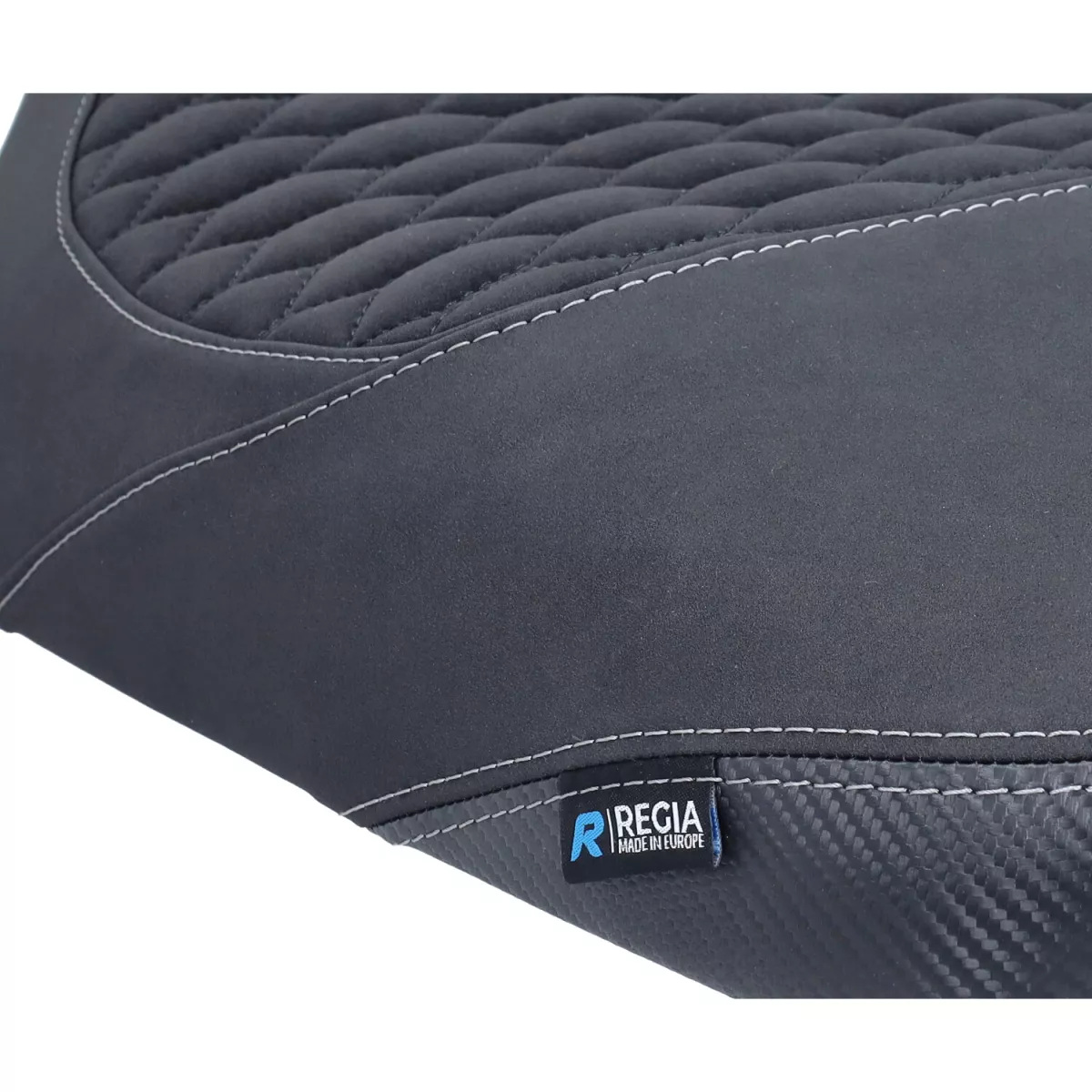 Seat Cover -REGIA- Gilera Runner (through 2002) - Carbon Look Honeycomb - black / gray
