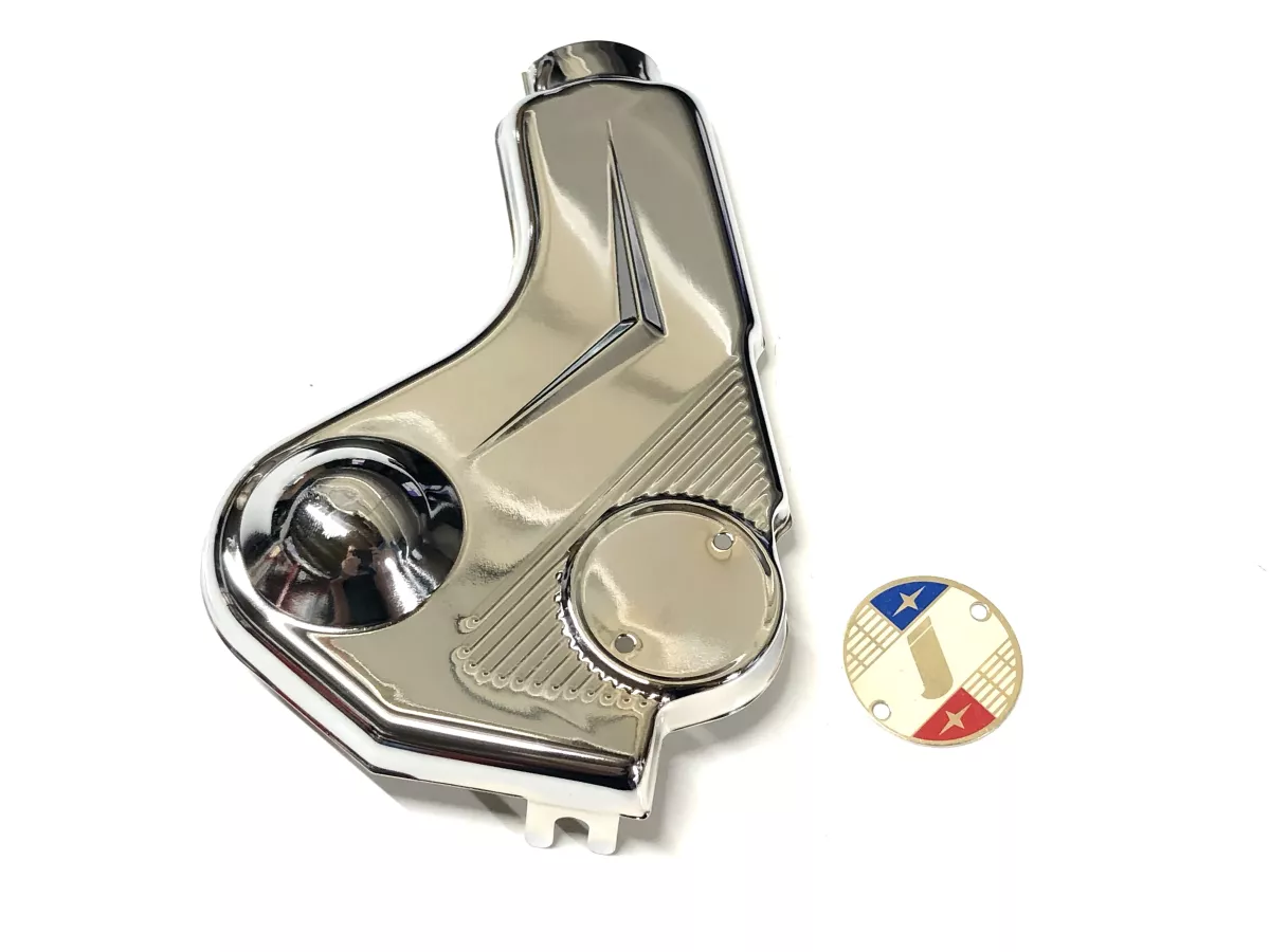 Carénage de fourche « VIGANO » - SWISS TONYS ITALIA - Lambretta LI séries 1 à 3, LI S, SX, TV séries 1 à 3 - Chrome